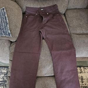 NWOT Express / Size 10 Long / Eggplant / Modern Straight Button-Fly Jeans